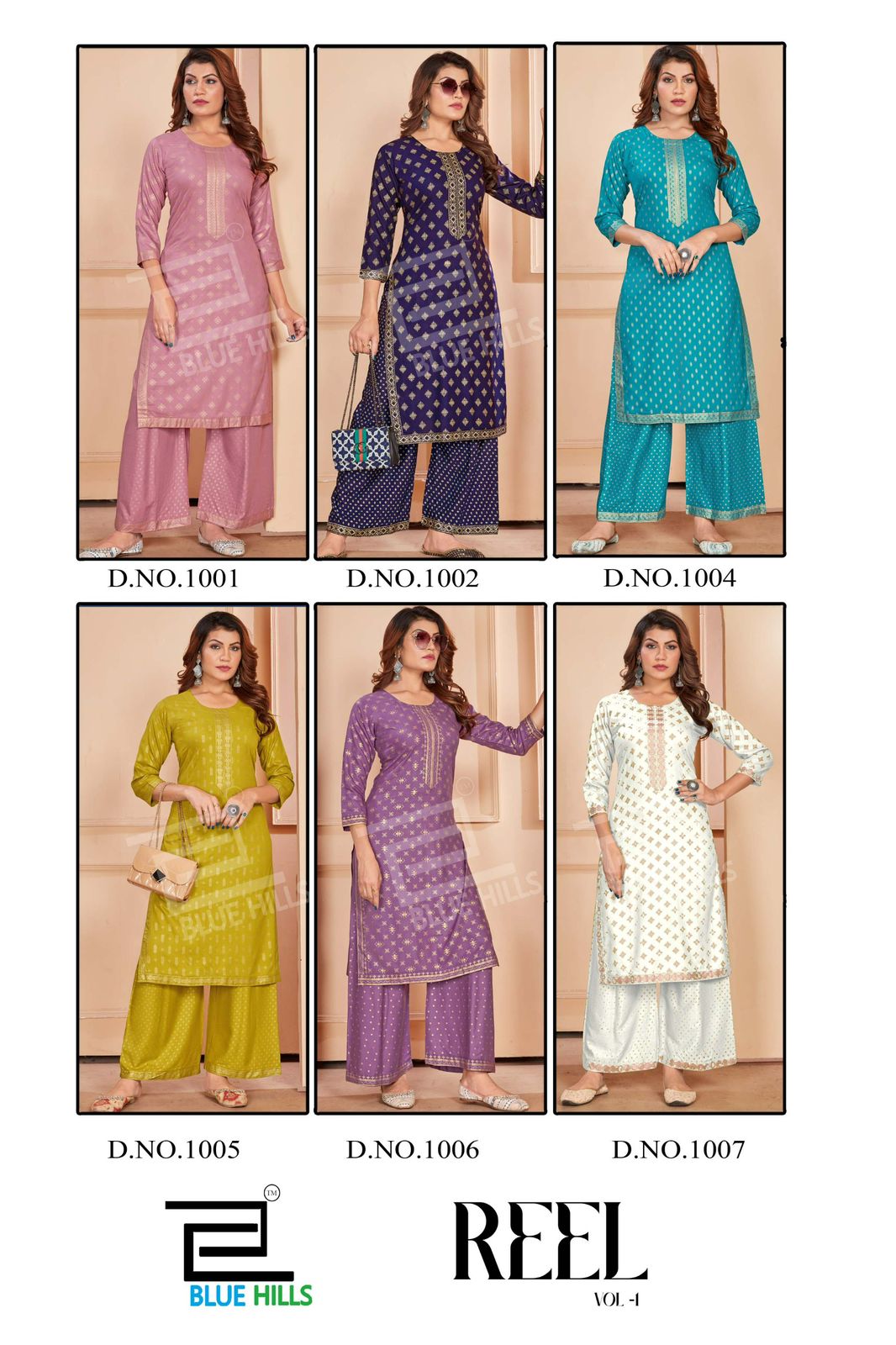 Reel By Blue Hills Rayon Printed Straight Kurti With Palazzo  Wholesalers In Delhi